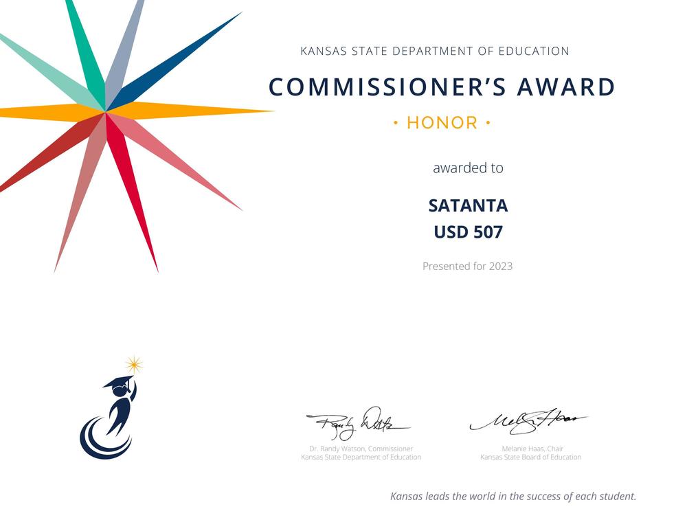 USD 507 Recognized with Kansans Can Awards Satanta USD 507